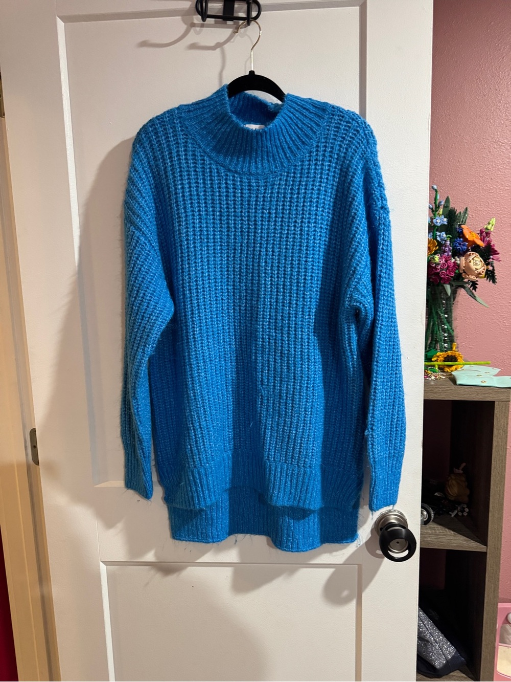 Cozy Blue Knit Pullover Sweater - Relaxed Fit